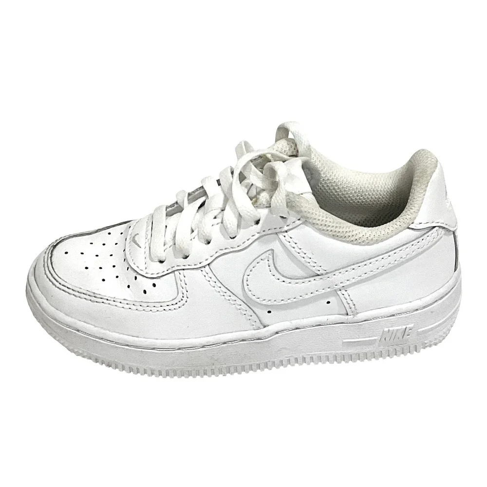 Nike DH‎ 2925-111 triple white Force 1 low leather preschool size 11 child kids